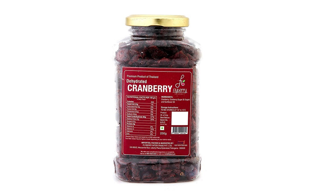 Flyberry Gourmet Dehydrated Cranberry    Jar  250 grams